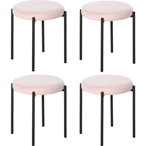 "Stool 4-piece set with velvet cover gray image"