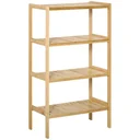 Beach Shelf Bookcase 4-Tier Bamboo Storage Shelf Natural Bamboo 62 x 33 x 112 cm