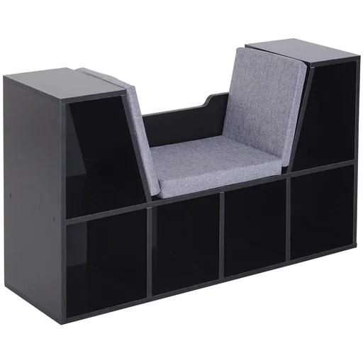 "Bookcase with stool Bench Benches & chests with 6 storage spaces for storage Seating with cushion Chipboard image"