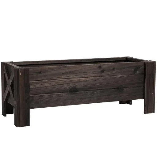 "Raised bed with carbonization treatment Planter box Planting film with 2 leakage holes Fir wood Charred 100 x 36.5 image"