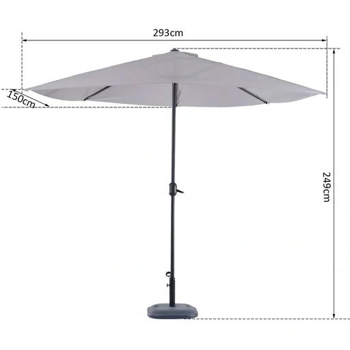 "Aluminium parasol crank umbrella semicircular grey image"