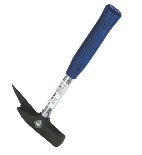 "SIEGER roofing hammer 600 g, black head, with magnet, locking pin, tubular steel handle with blue soft grip image"