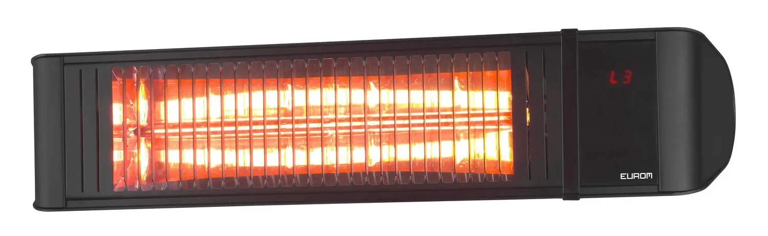 "Grzejnik tarasowy, promienniki podczerwieni, ogrzewacze ogrodowe - Modell Golden 2000 Amber Foc, z kratką ochronną, aluminiową, czarną image"