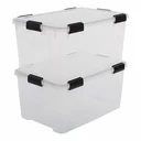 Waterproof storage box, transparent, 50 liters, set of 2