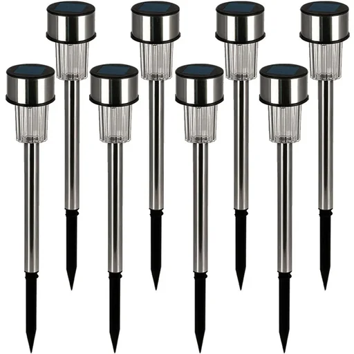 "LED solar lamps set of 8 - stainless steel - garden lighting - spotlights - 31 cm - various colors image"