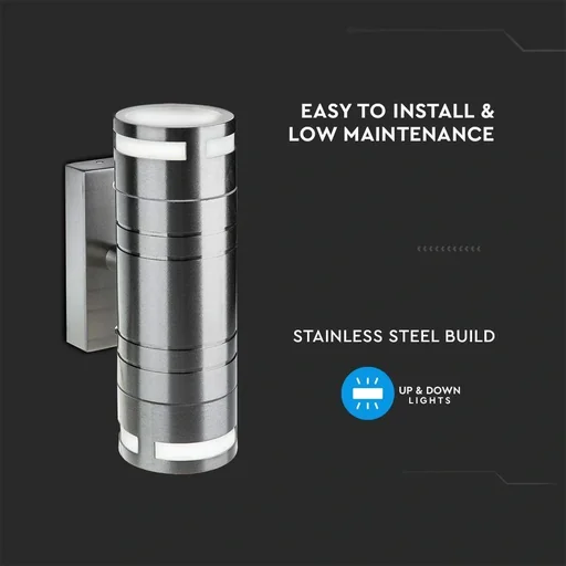 "VT-7632 Outdoor Wall Light Up/Down - GU10 - Stainless Steel - IP44 image"