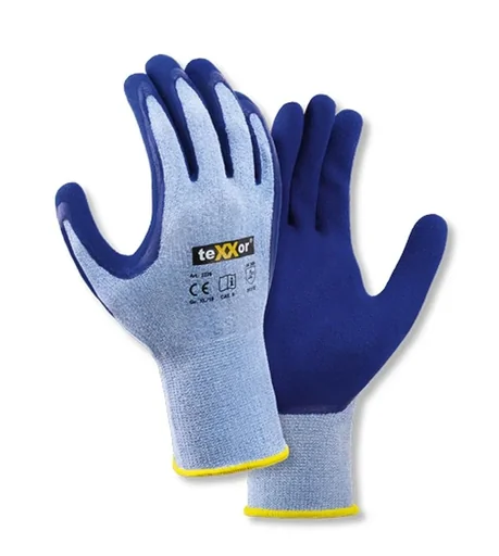 "Polyester knitted gloves LATEX light blue mottled/medium blue size 10 image"