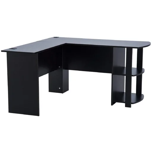 "Corner desk with storage compartment, black, L136 x W130 x H72 cm image"