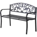2-seater garden bench metal bench with armrest country house style metal black 128 x 50 x 91 cm