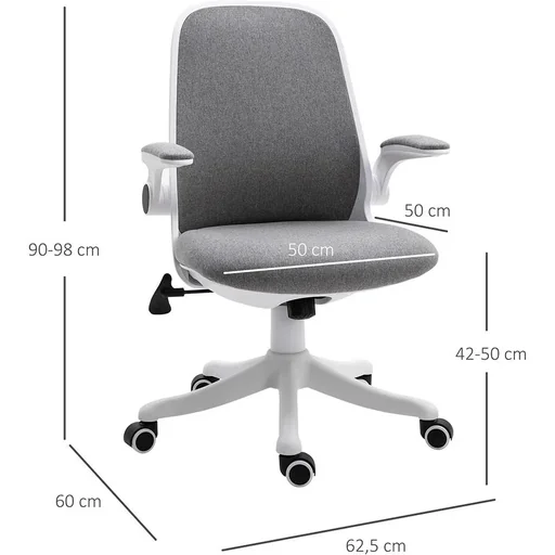 "Office chair with rocking function, height adjustable, grey+white image"