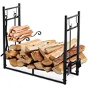 Firewood rack with slightly curved brackets