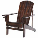 Adirondack garden chair with cup holder, garden lounger, balcony chair, solid wood, charred, 97 x 72.5 x 93 cm