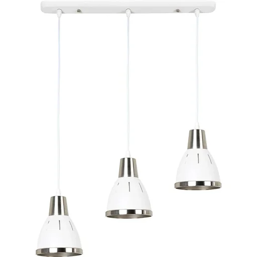 "Set of 3 hanging lights, ceiling spotlights, industrial vintage E27 40W, kitchen bar, metal, white, 13 x H16 cm (without bulb) image"