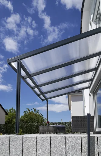 "Patio roof Premium, anthracite, 4102 x 4060 mm - Polycarbonate multi-wall sheets 16 mm, bronze image"