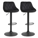 Set of 2 bar stools, swivel, padded high stool, height-adjustable bar stool without armrests, tufted backrest, footrest