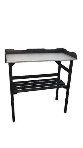 "Small planting table with galvanized work surface image"