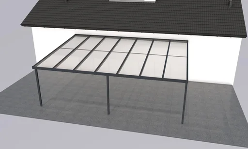 "Patio roof Premium, anthracite, 7120 x 5060 mm - Polycarbonate multi-wall sheets 16 mm, white striped image"