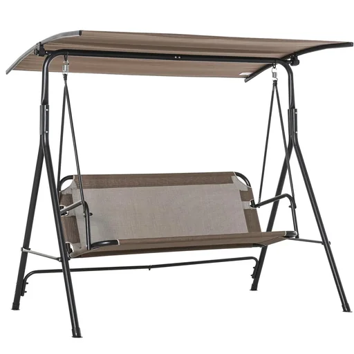 "2-seater Hollywood swing rocking chair outdoor garden lounger UV-resistant high-quality metal tube angle adjustable brown image"