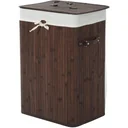 Laundry basket laundry collector 72L bamboo square brown