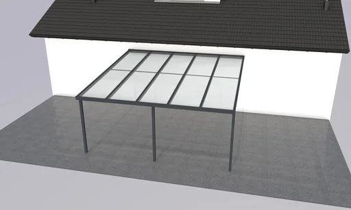 "Patio roof Premium, anthracite, 5100 x 5060 mm - Polycarbonate multi-wall sheets 16 mm, bronze image"