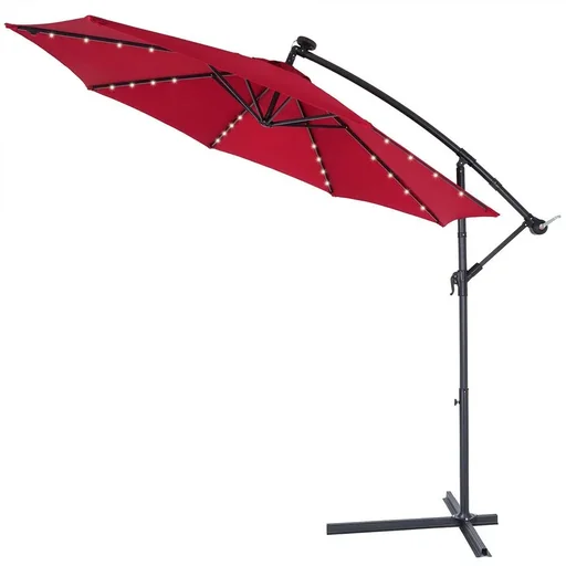 "Parasol Mali with LED lighting, pivoting red - Ø 3.3m image"