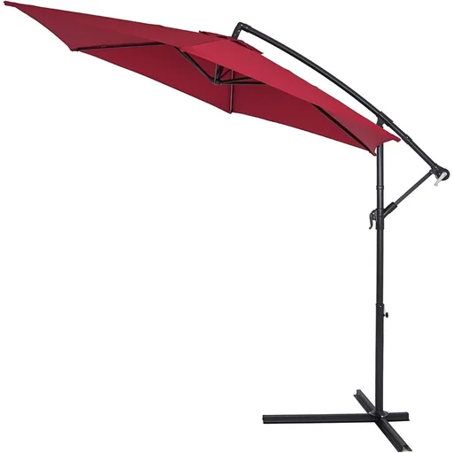 "Foldable parasol made of red aluminum with crank Ø 300 cm image"