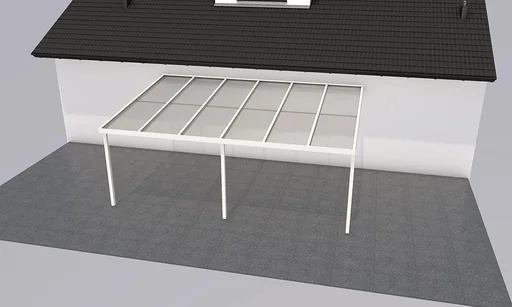 "Patio roof Premium, white, 6110 x 4060 mm - Polycarbonate multi-wall sheets 16 mm, clear image"