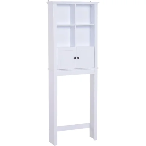 "Bathroom cabinet tall cabinet bathroom furniture wall cabinet multi-purpose cabinet 6 x compartment wood white 60 x 19.6 x 170.5 cm image"