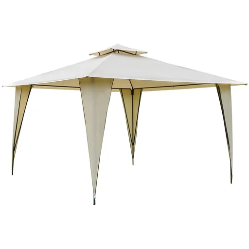 "Pavilion party tent with double roof 3.5x3.5x2.7m marquee garden arbor metal polyester beige image"
