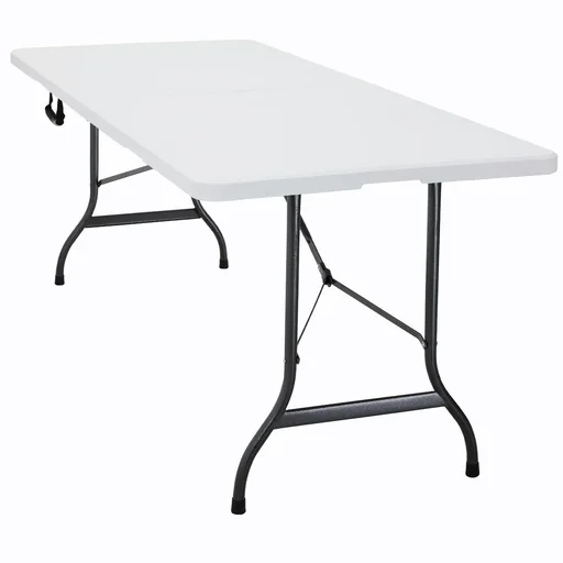 "Folding garden table made of white plastic 220x70x72cm image"