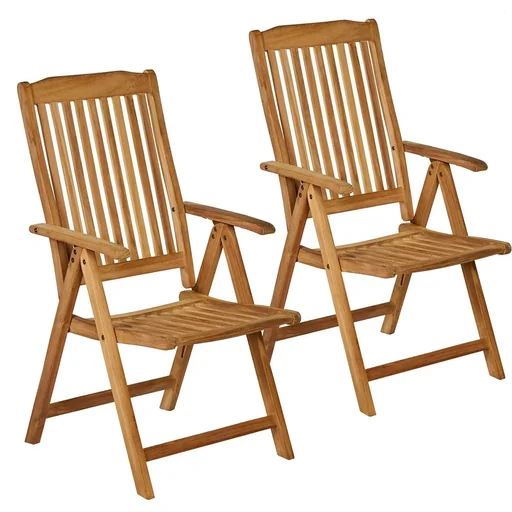 "Garden chair - set of 2 - teak wood - foldable image"