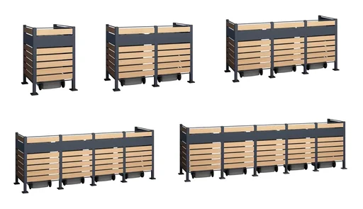 "Garbage can cover Planum 2-box, 120 cm, wood look image"