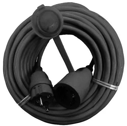 "Rubber extension cable 10 m in black, indoor and outdoor use image"