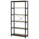 Bookcase with 5 compartments, standing shelf, industrial style, living room, bedroom, office, E1 chipboard, brown, 80 x 30 x 180