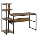 Desk Bookshelf Computer Desk Office Table with 4 Shelves Adjustable E1 Chipboard Metal Frame Black+Rustic