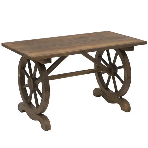 "Garden table in wagon wheel design natural image"