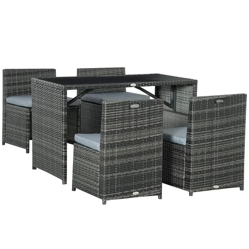 "Garden furniture set in rattan look, 5-piece, steel, grey image"