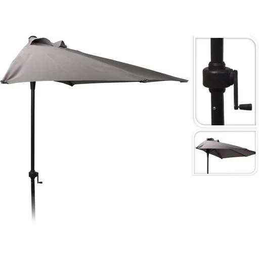 "Pro Garden Parasol - Half-round - Balcony Parasol - 250 cm - Anthracite image"