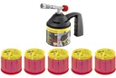 RoFlame Economy blowtorch including 5 Supergas cartridges