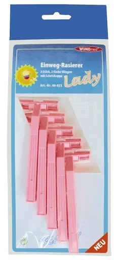 "Disposable razors, set of 5, pink image"