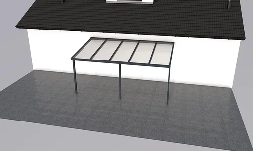 "Patio roof Premium, anthracite, 5100 x 3060 mm - Acrylic multi-wall sheets 16 mm, clear image"