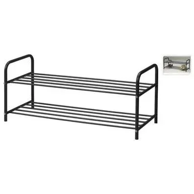 "Shoe rack - black - metal - 2-tier - 91 cm image"
