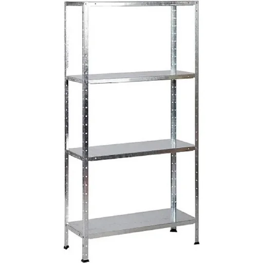 "4 metal storage racks / shelving units - 200 kg load capacity - (WxDxH) 75x30x150 cm - galvanized image"