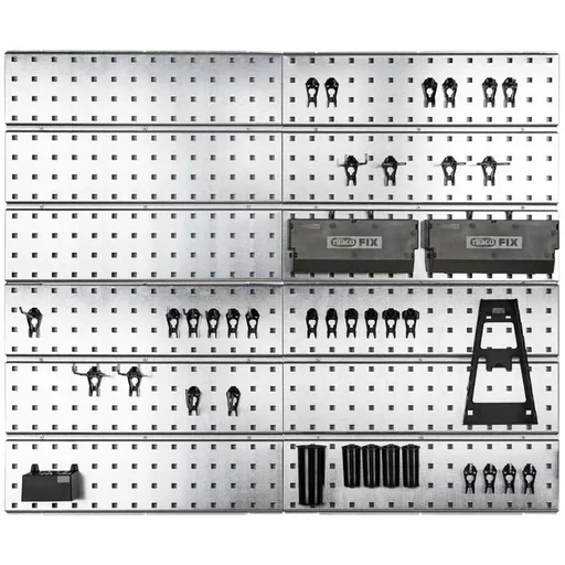 "Super Clip Set - Steel Tool Wall - Storage System - 46 Pieces - 104 x 88 x 1.1 cm image"