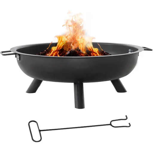 "Fire basket with poker - steel - black - 79 x 69 x 25.5 cm image"