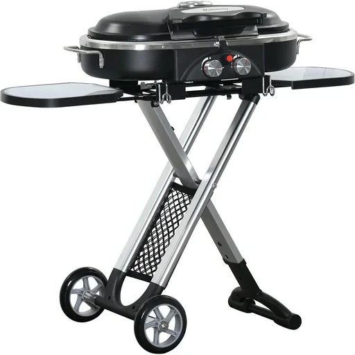 "BBQ Grill with 2 Burners - Aluminum - Black/Silver - 100 x 41.6 x 82.5 cm image"