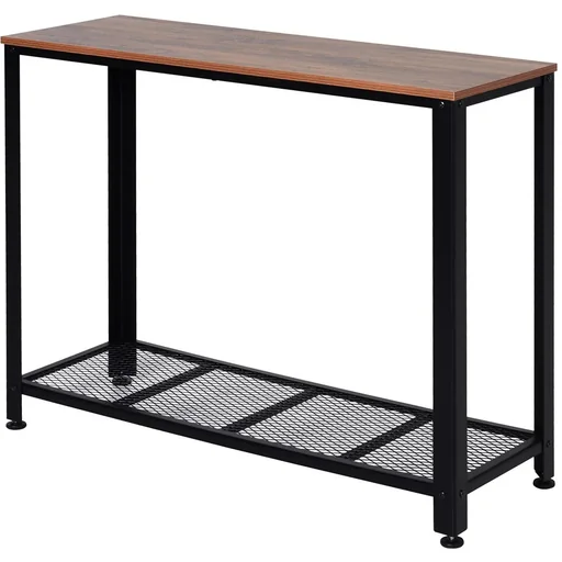 "Console table with mesh shelf image"