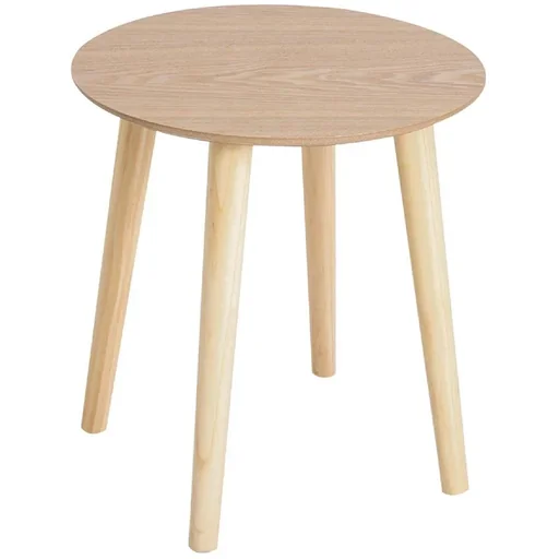 "Side table, coffee table, living room table, round, made of MDF wood + natural pine ?38.5 x 41.5 cm image"
