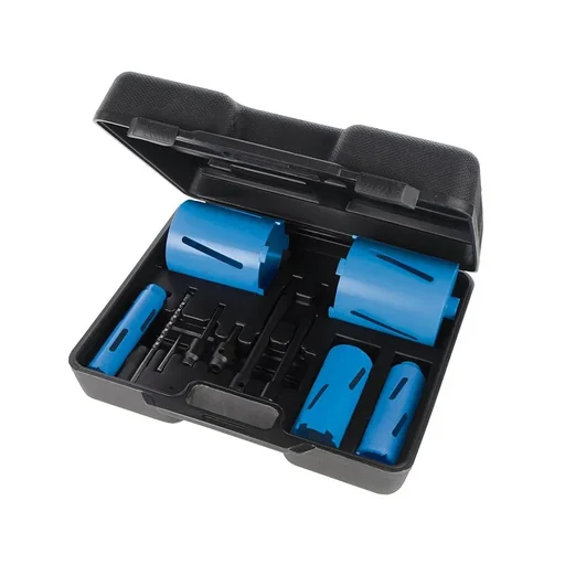 "11-piece diamond core bit set Ø 38, 52, 65, 117 and 127 mm. image"