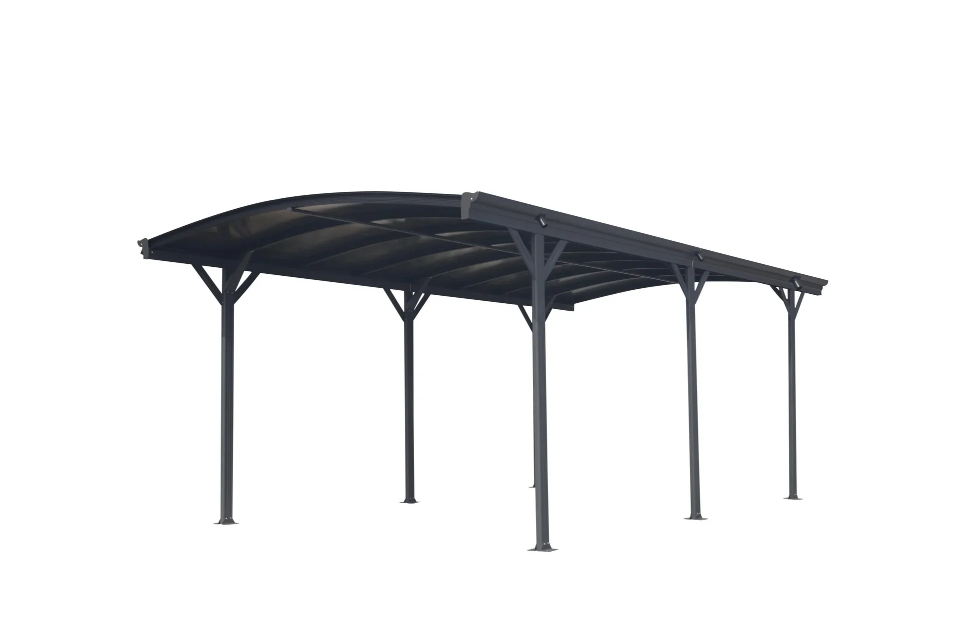 "Aluminiowa wiata garażowa Westmann z okrągłym łukiem i zadaszenie, antracyt, 505x300x220 cm image"